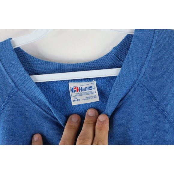 Vintage 80s Mens Size XL Music Maestro Spell Out Crewneck Sweatshirt Blue USA - Picture 5 of 10